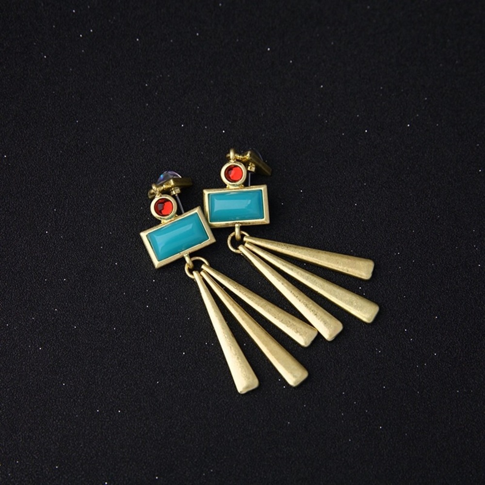 Crystal & turquoise dangle earrings